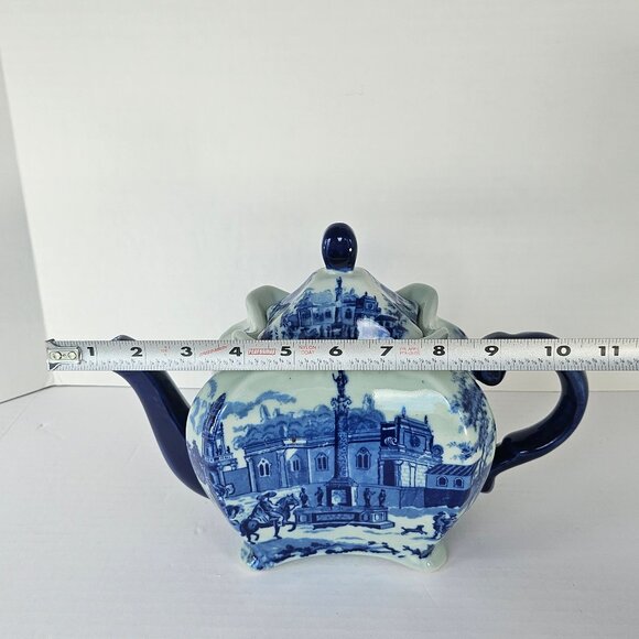 Genuine Victoria Ware Ironstone Flow Blue And White Large Teapot - Picture 13 of 15